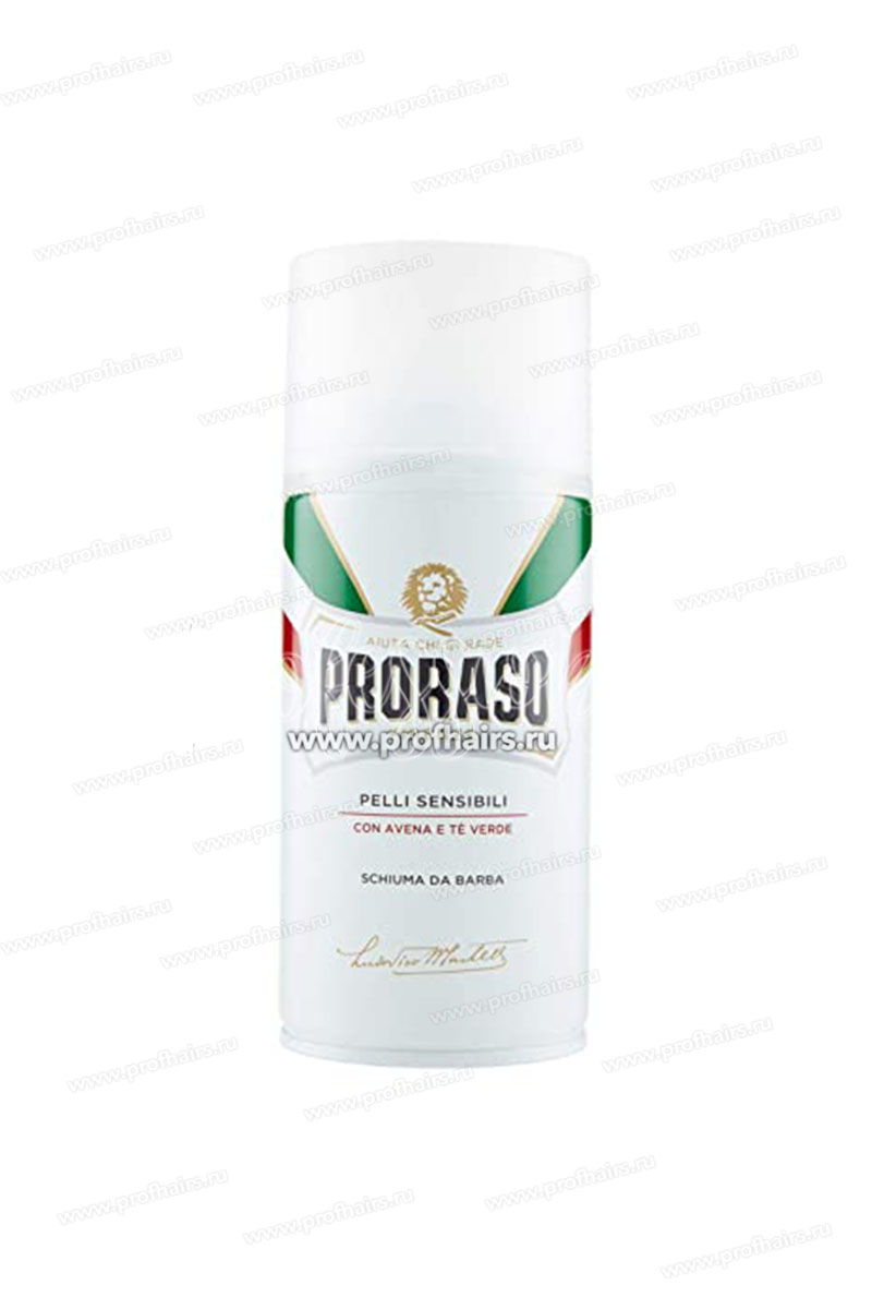 Proraso White Пена для бритья для чувствительной кожи Зеленый чай и Овес 300 мл.