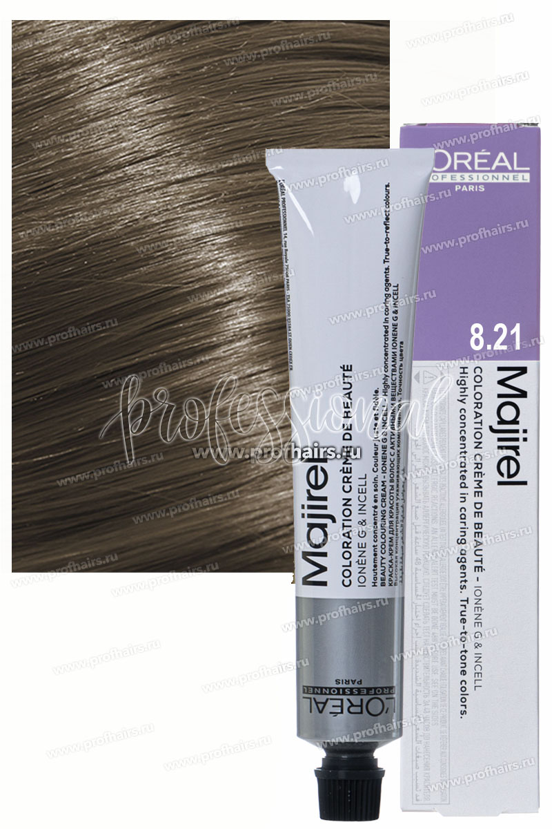 L'Oreal Majirel Краска для волос Мажирель 8.21 Светлый блондин перламутрово-пепельный 50 мл.