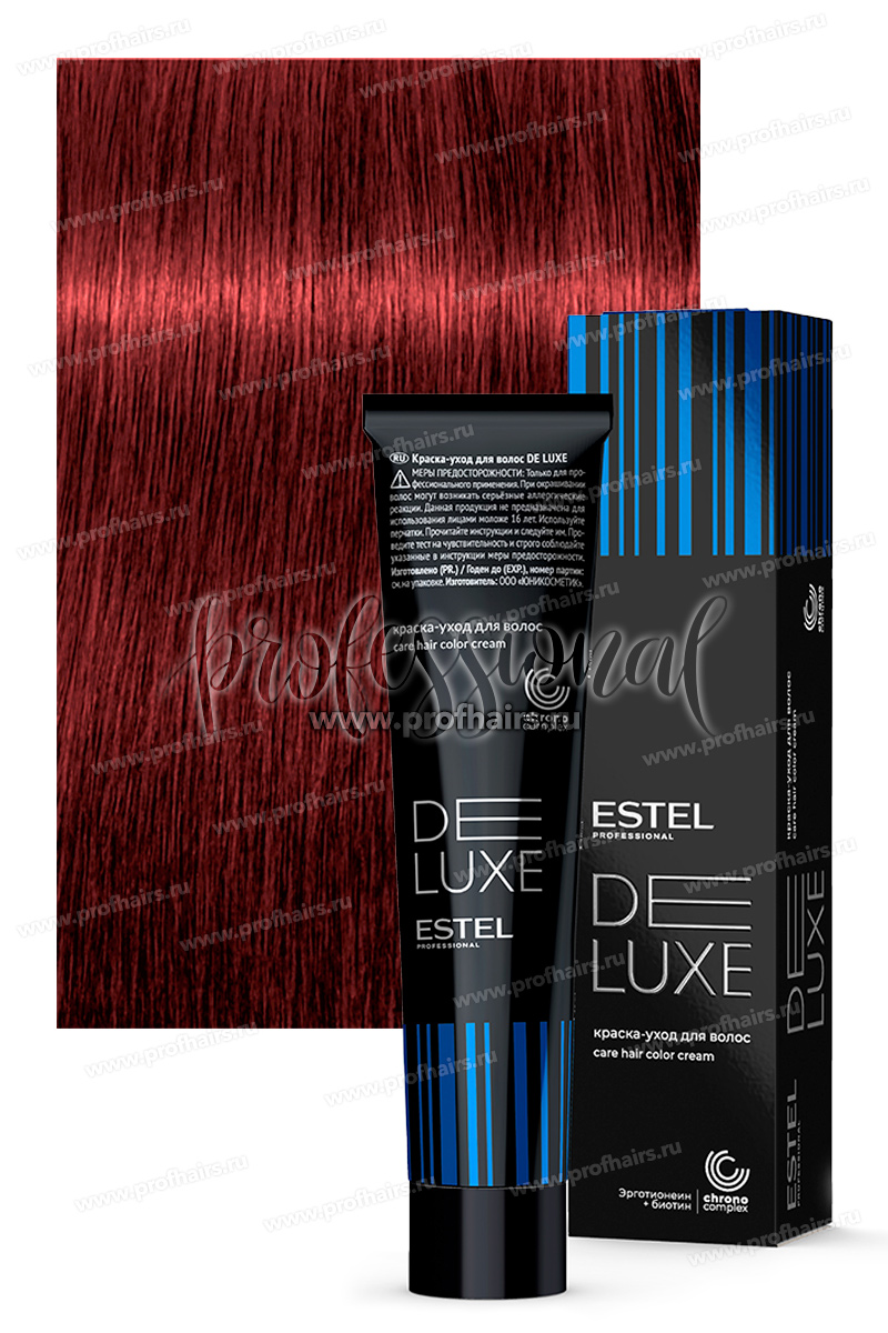Estel DeLuxe 6/50 Темно-русый красный для седины Краска-уход 60 мл.