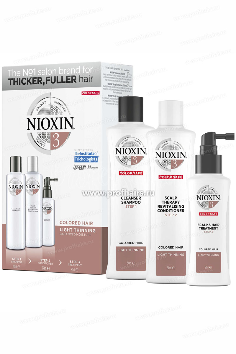 Nioxin 3D Система 3 Набор ухода мини для окрашенных волос с тенденцией к истончению