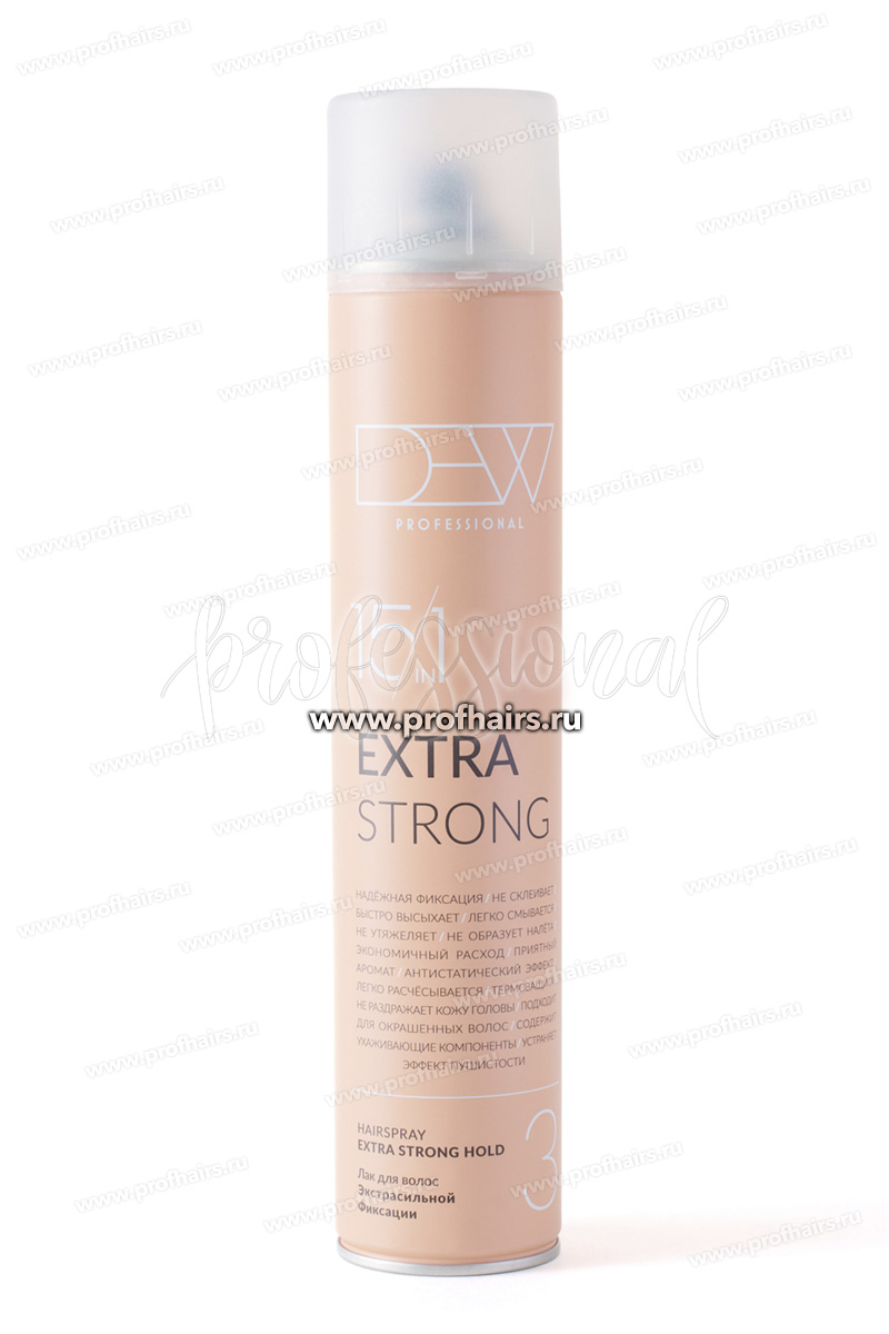 Dew Professional Extra Strong Лак 15 в 1 для волос экстрасильной фиксации 500 мл.