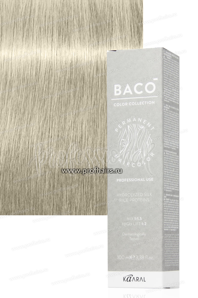 Kaaral Baco Стойкая краска для волос 12.10 Экстра-светлый блондин пепельный 100 мл.