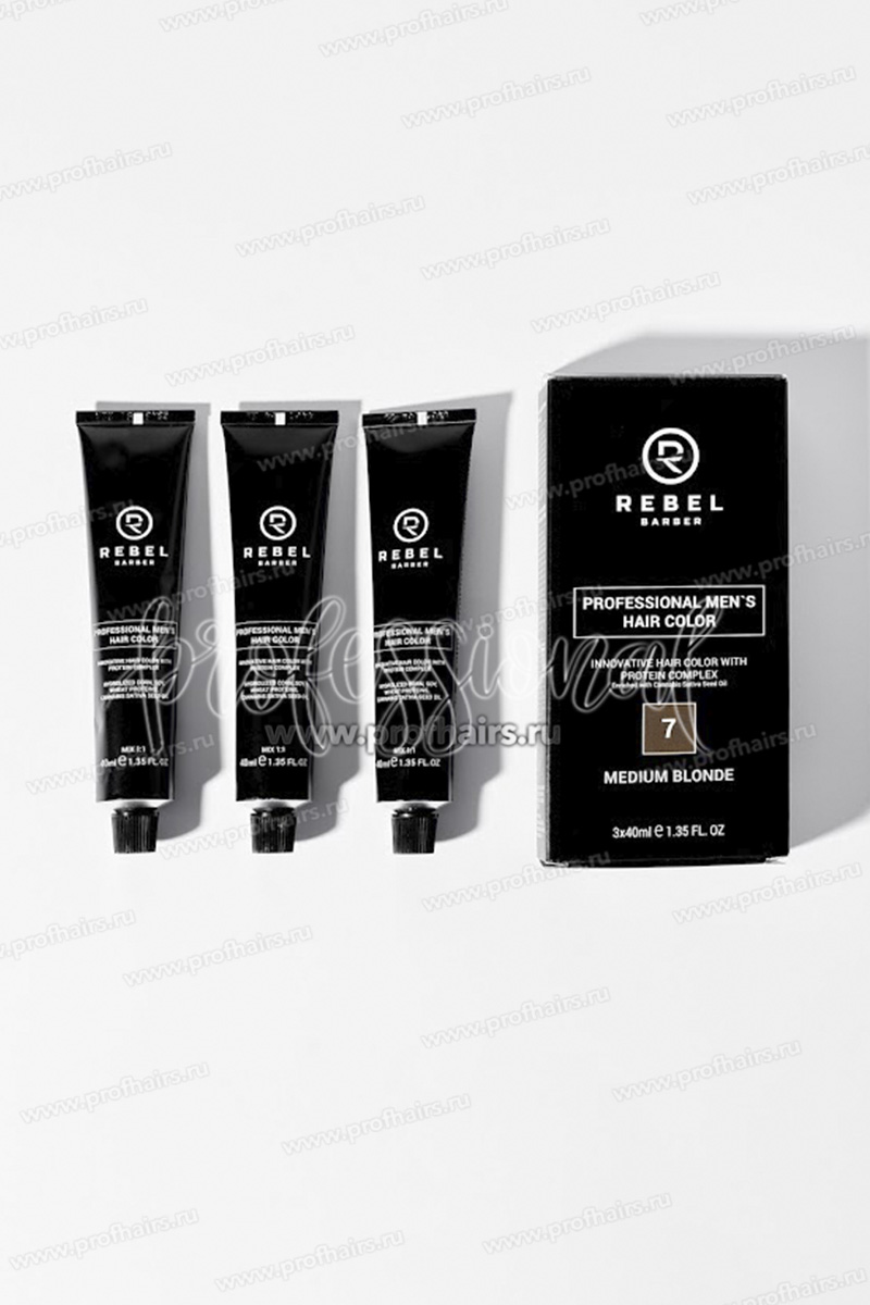 Rebel Barber Medium Blonde (7) Профессиональная мужская краска для волос средний блондин 3 х 40 мл.