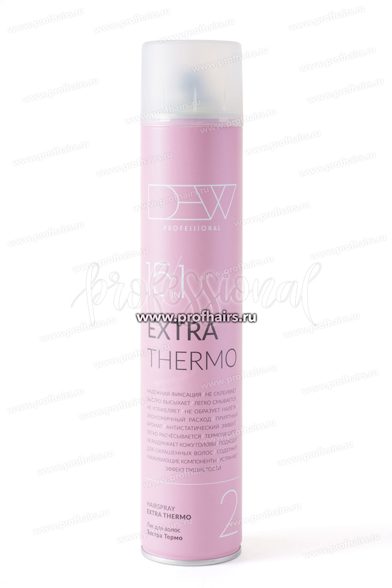 Dew Professional Extra Termo Лак 15 в 1 для волос с термозащитой экстрасильной фиксации 500 мл.