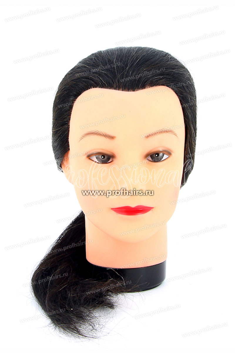 Dewal М-4151L-401 Голова учебная 45-50 см, Брюнетка натуральные волосы